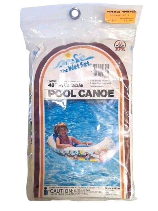 Intex Recreation Other - Wet Set Inflatable Vinyl Pool Canoe 48" 1985 Vintage 59394 Ride OnToys R Us